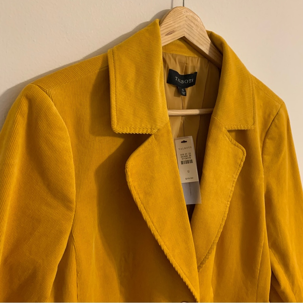 NWT Talbots Dual Button Corduroy Blazer in Mustard Yellow, Size 12 - Picture 2 of 12